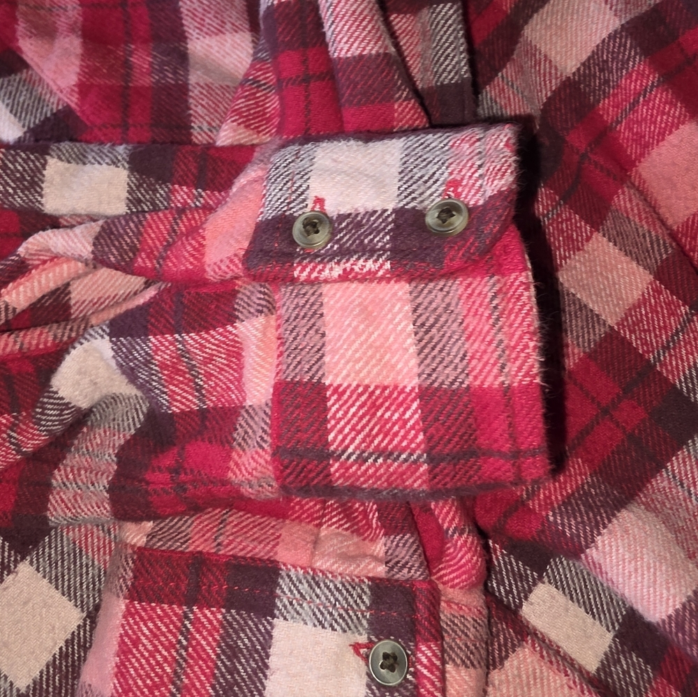 Aerie Lumber Jane Flannel Long Sleeve Oversized Button Shirt Red Plaid S - Picture 5 of 9